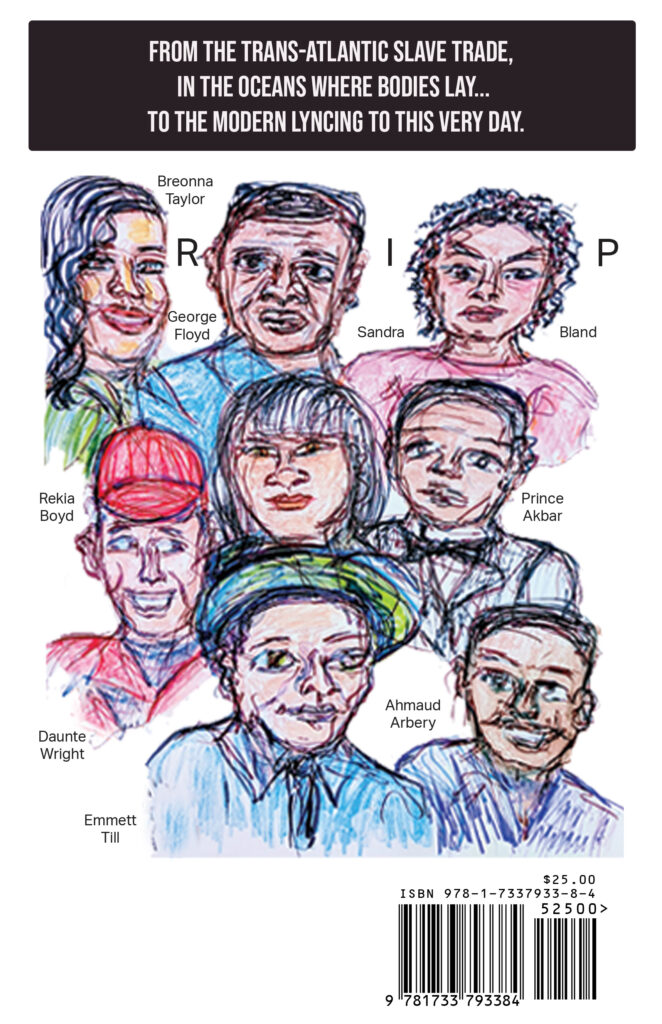 Illustration of people killed by police, with their names, and the phrase "RIP"